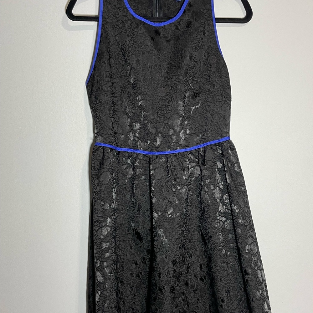 Blue Rain Black Dress with Royal Blue Trim